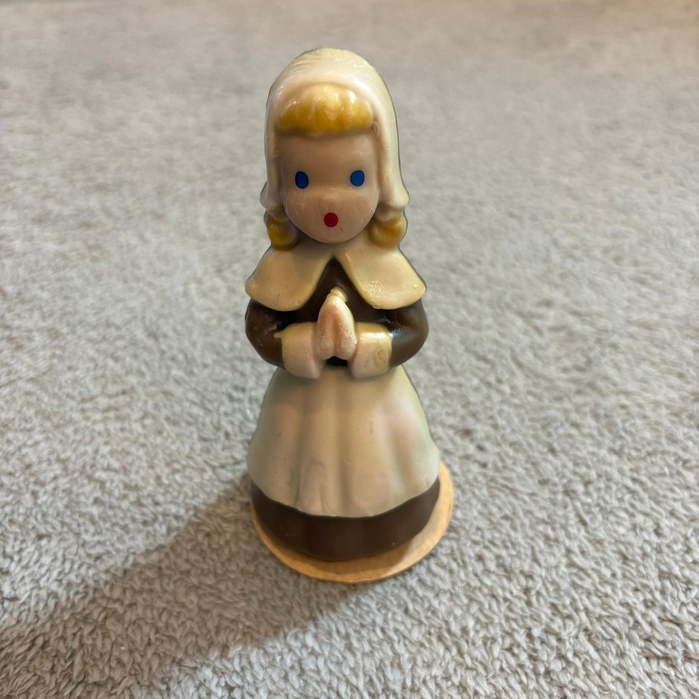 Vintage Gurley Pilgrim‎ Girl Candle Thanksgiving Collectible Figurine Decoration